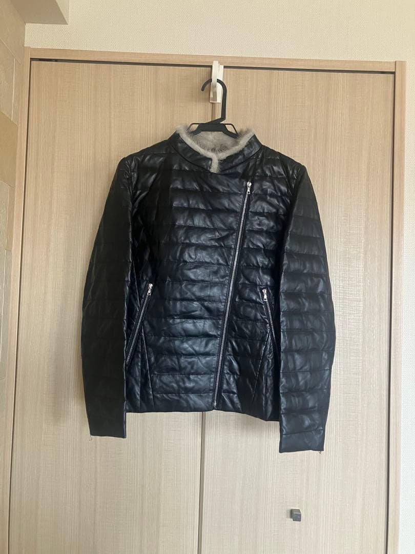 ADORE ミンクファー レザー ダウン ジャケット ライダース 38 アドーア miniministore ファーライダースジャケットフェイクレザー